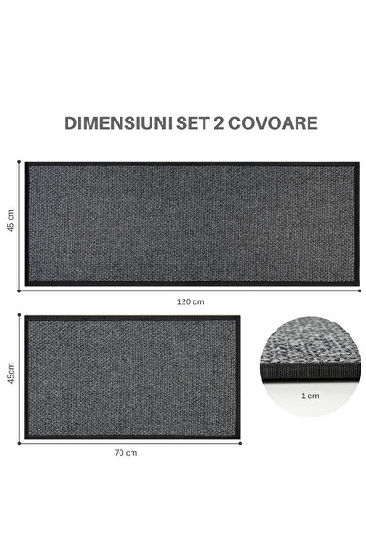 WEBYO Set of 2 Kitchen Rugs, Anti-Slip, Sleeper Type, Absorbent, Anti-Dirt, 45x70 cm/45x120 cm