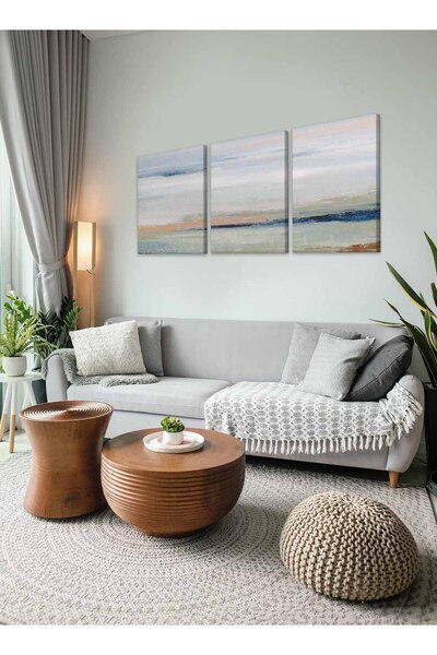 LOWHA Set of 3 Canvas Wall Art Stretched Over Wooden Frame with Abstract Design