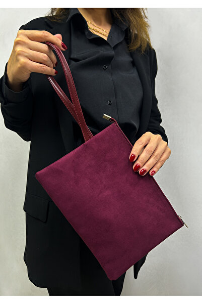 LİZZY BAG Burgundy Suede Look Women's Wallet