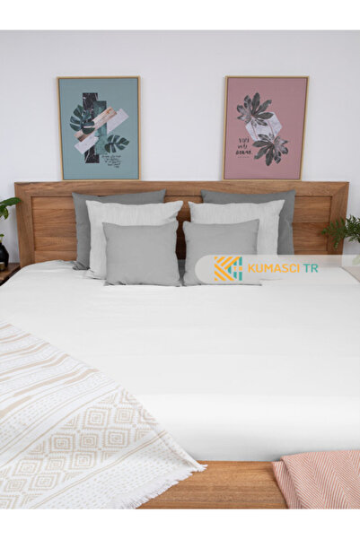 kumaşçıtr Cotton Ranforce Fitted Sheet White +20 cm Edge Height Double Size