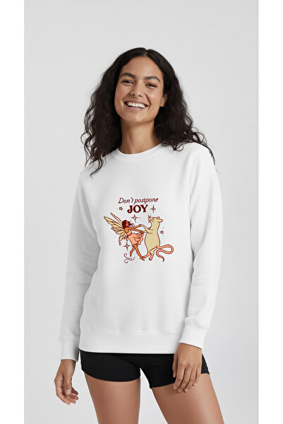 LORVEX Swea supradimensionată cu decolteu tip crew tricou Don't Postpone Joy ...