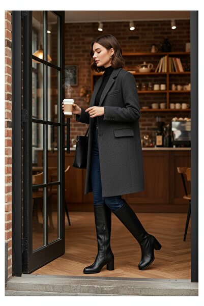 VeliKundura Black Heel Almond Toe Cowboy Boots for Women