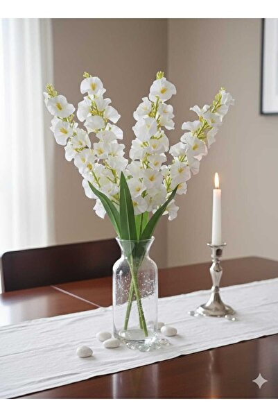 YAPAY ÇİÇEK DERYASI 1 Piece White Hyacinth Large Size Home Vase Decor Arrangement