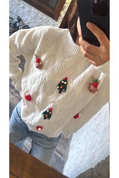 CADDELAMODA Women's New Year's Design Sweater with Accessories