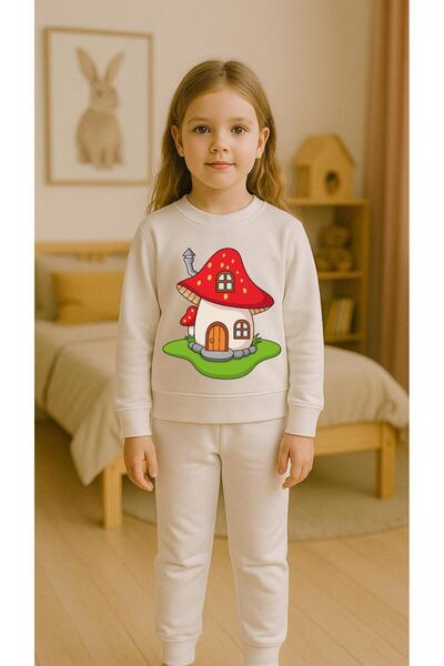 playwear Παιδικό Φούτερ Σετ Ρούχων ÇİLEK EV με στάμπα για κορίτσια και αγόρια...