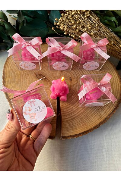 cev den store 10 adet Pembe Ayıcık Mum Bebek Hediyelik
