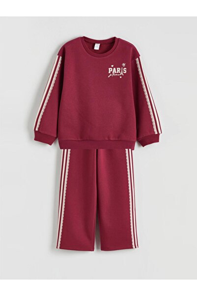 LC Waikiki Printed Girls' Sweatshirt and Sweatpants