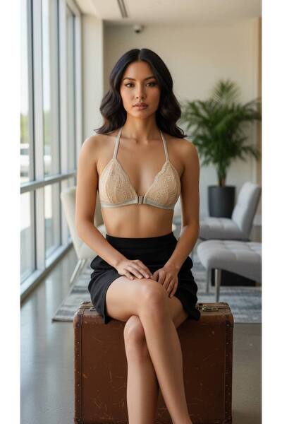 aldyoo Σουτιέν με δαντέλα, ανοιχτό μπροστά, με κλιπ, χωρίς επένδυση, χωρίς στήριγμα, ασημί