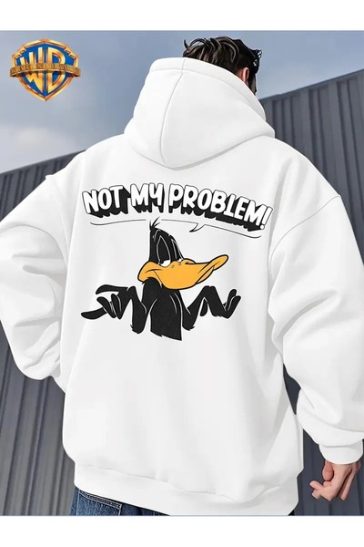 LAYORA Double-Sided Printed Casual Loose Adjustable Hooded Sweatshirt for Men