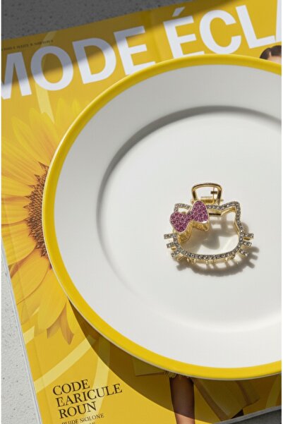 GÜLPEŞE Medium Size Crystal Stone Metal Clasp with Hello Kitty Detail