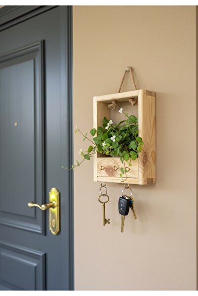 HomeBasics Ahşap Askılık Duvara Monte Hol Anahtar Askılığı