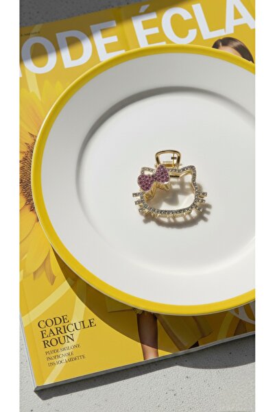 GÜLPEŞE Medium Size Crystal Stone Metal Clasp with Hello Kitty Detail