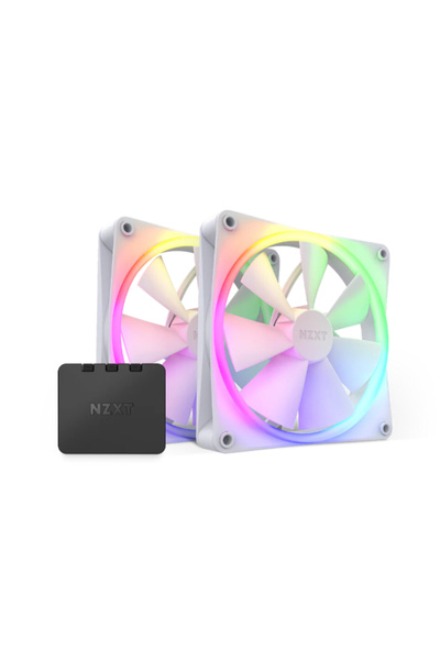 Nzxt Aer RGB 140mm Twin Starter Pack Cabinet Fans White (2pcs) Fan Controller