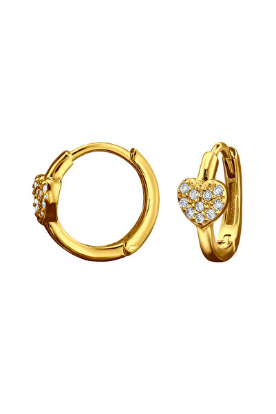 Sophia Collection Earrings 925 Silver plated with 24K gold, model Tortita heart and zirconium