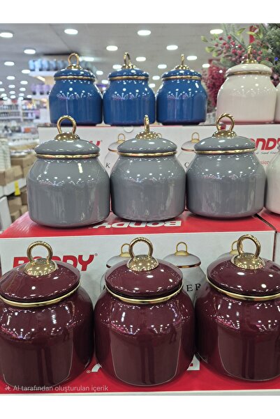 HomeNur Baharatlık 3lü Set 500cc Emaye Kapaklı Baharatlık Lüks Kapaklı