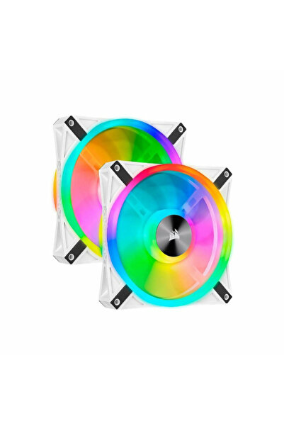 Corsair مروحة iCUE QL140 RGB مقاس 140 مم PWM — مجموعة مراوح مزدوجة باللون الأبيض مع عقدة إضاءة CORE