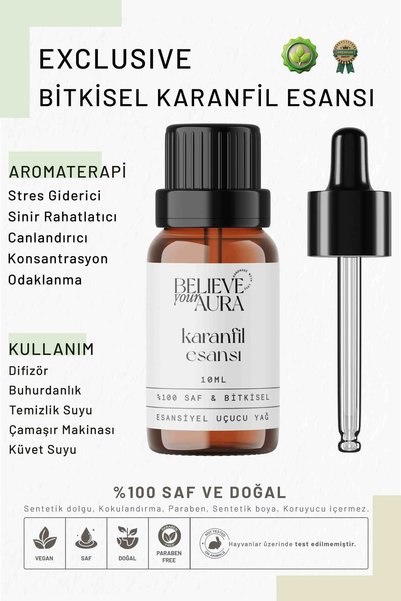 Believe Your Aura Bitkisel Karanfil Esansı - %100 Saf ve Bitkisel Buhurdanlık...