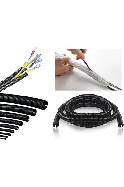 Genel Markalar Kablo Tesisat Gizleme Düzenleme Spiral Yarıklı Hortum Siyah Re...
