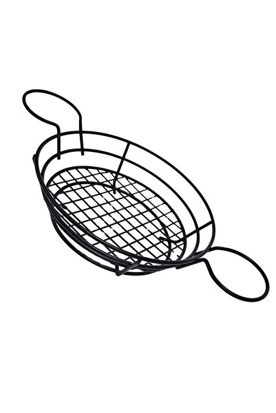 TEKMARKED Metal Bread, Hamburger with Sauce and Fried Potatoes Presentation Basket