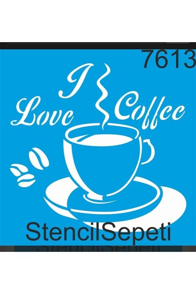 StencilSepeti Love of Coffee Pattern Stencil Template St7613 20x20 Cm