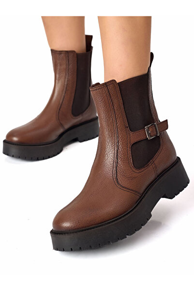 RUJO Taba Hakiki Deri Lastikli Chelsea Kadın Bot