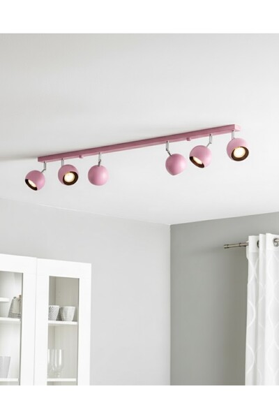 Genel Markalar Bebe Pembe Beyaz GU10 LED Küre Krom Altılı 6lı Hareketli Başlı...