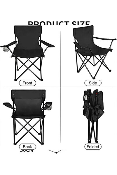 Generic Foldable Camping Chair with Armrests and Cup Holder