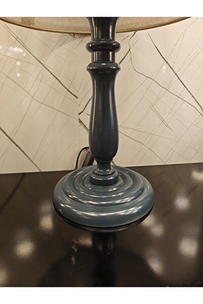 Cristalin Aydınlatma Wooden Turned Table Lamp Blue