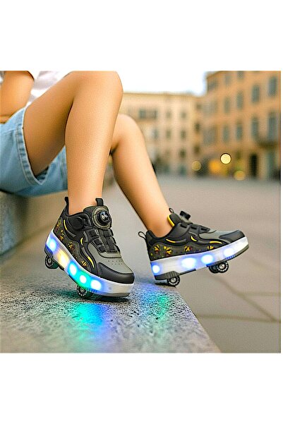 Nisanur Shoes Patented Light-Up Sports Shoes 4-Wheel Skates – Lights On/Off Button