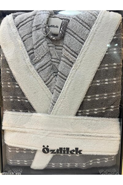 Özdilek Knit Hooded Bathrobe Gray