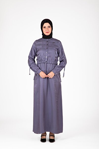 Beyza Shiny Fabric Indigo Color Jacket Dress Suit 9477