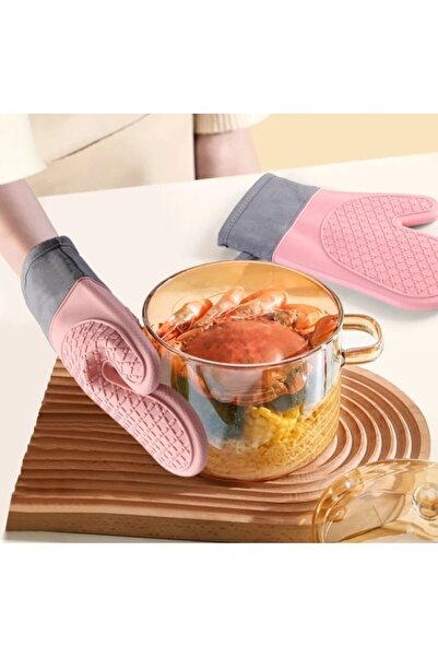 LOVYCO 1 قطعة 100% سيليكون مقاوم للحريق غير لاصق سيليكون فرن قفازات المطبخ قفازات مقاومة للحرارة