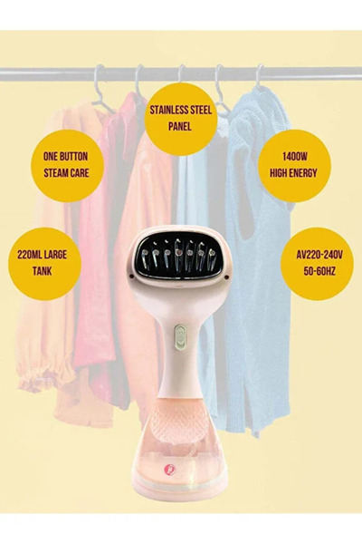 DLC Handheld Steam Iron for Clothes and Fabrics - 1400W - Pink