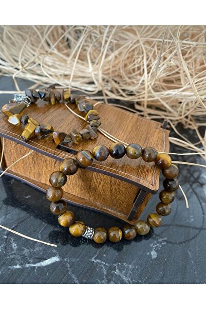 AGAFYA Natural Tiger's Eye Stone Couple Bracelet Set – Symbol of Energy, Strength and Protection Handmade