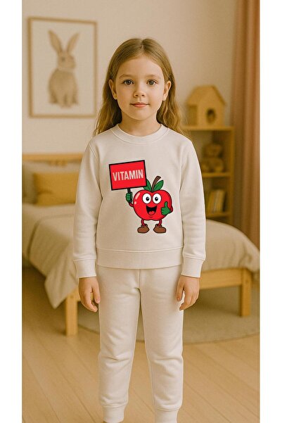playwear Παιδικό Φούτερ Σετ ΒΙΤΑΜΙΝΕΣ ΜΗΛΟ Με στάμπα για κορίτσια και αγόρια ...