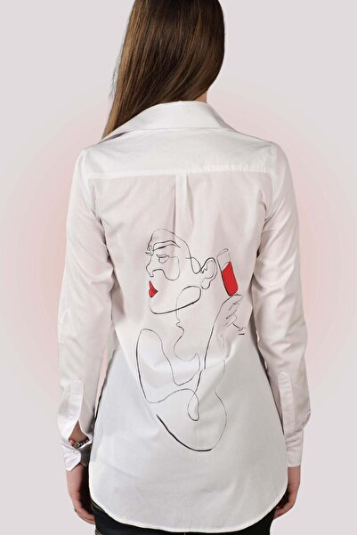 Suavette Elegant Hand Painted Shirt "Wine Lover" Made of Bamboo and Cotton