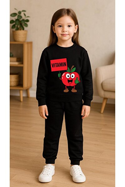 playwear Παιδικό Φούτερ Σετ ΒΙΤΑΜΙΝΕΣ ΜΗΛΟ Με στάμπα για κορίτσια και αγόρια ...
