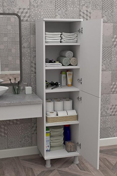 Genel Markalar Mobilya Çok Amaçlı Kapaklı Raflı Mutfak Balkon Kiler Banyo Erzak Dolabı