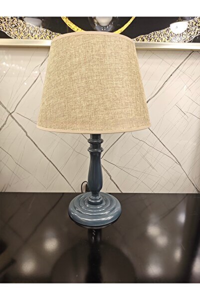 Cristalin Aydınlatma Wooden Turned Table Lamp Blue