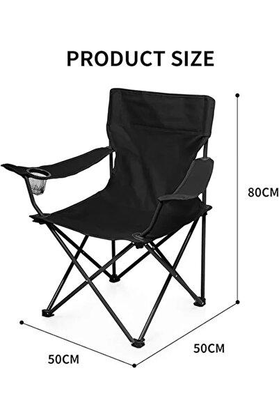 Generic Foldable Camping Chair with Armrests and Cup Holder