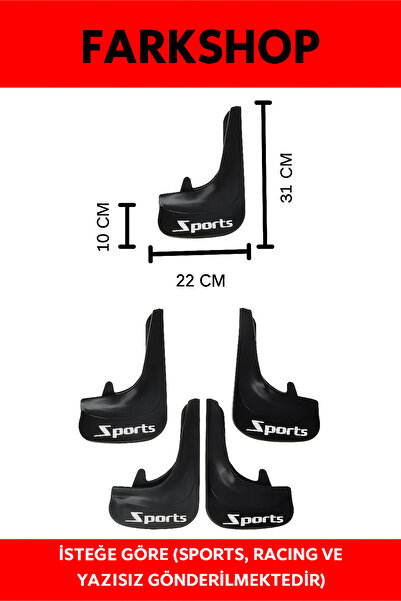 FARKSHP Lada Samara Tüm Kasalar Racing Yazılı 4'lü Tozluk Çamurluk Paçalık