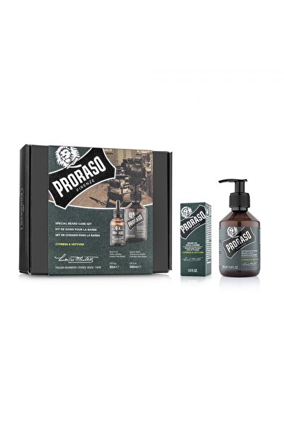 Proraso Pachet Duo pentru Îngrijirea Barbei cu Chiparos și Vetiver (Ulei și Șampon)