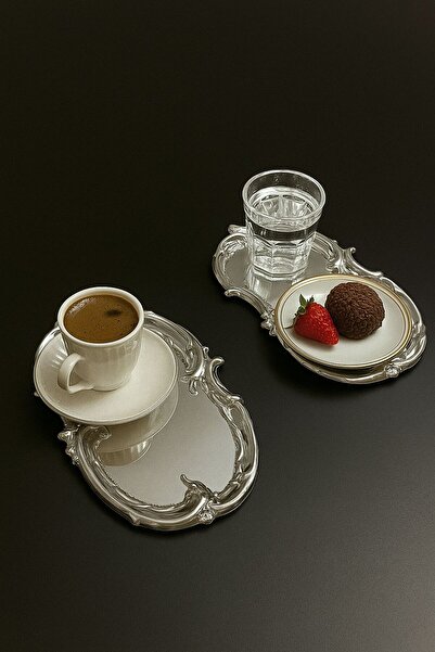 GLORİNDA HOME LÜKS 2'Lİ GÜMÜŞ RENK İŞLEMELİ ARTNOVA MODEL ÇAY,KAHVE,BÖREK VE ...