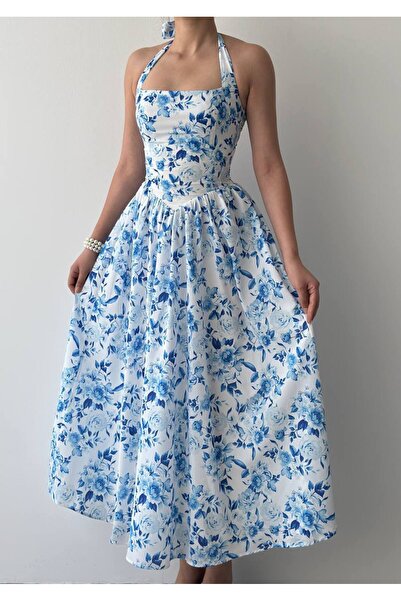 EtikaOnline Çiçek Desen Midi Elbise
