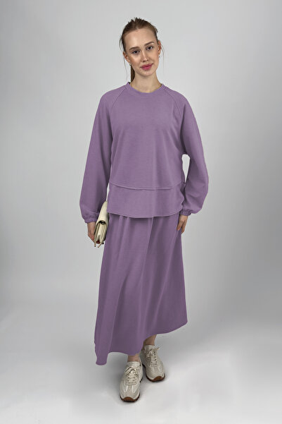 Betimoda Women's Soft Textured Modal Skirt Set Plum