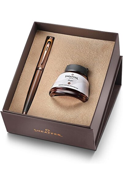 Sheaffer 100 Coffee Edition Dolma Kalem Hediye Seti–Kahverengi Dolma Kalem ve Kahve Kokulu Mürekkep