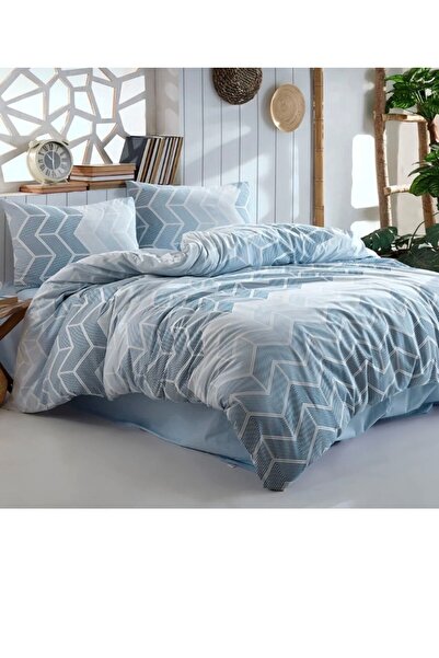 Taç Kristal Ranforce Ahlem Mavi Çift Kişilik Nevresim Takımı