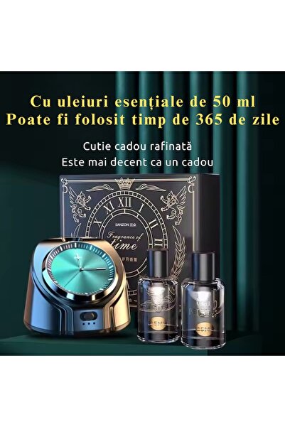 PRIMEDEO Premium Car Air Freshener, 2 Essential Oils, Swiss Clock, Auto On/Off