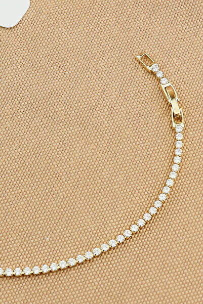 Keyifli Hayaller Xuping Vip Marka 2mm Baget Zirkon Taşlı Suyolu Model Bileklik Altın Rengi Kararmaz 17+2cm En: 2mm