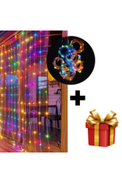 OEM Perdea luminoasă de Crăciun 3x3m cu 320 LED-uri + cadou surpriză, sârmă t...